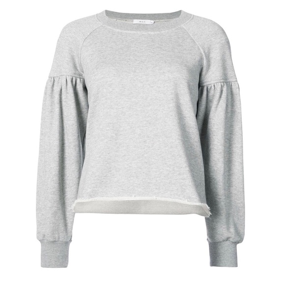 A.L.C. Tops - A.L.C. Gilmore Puff Sleeve Rolled Hem Cropped Sweatshirt Gray Size Medium